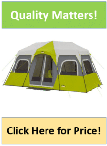 green and gray cabin tent