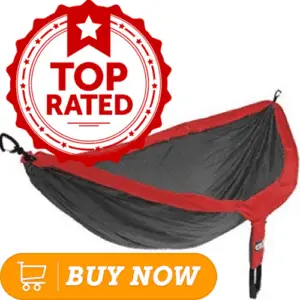 Gray & red camping hammock