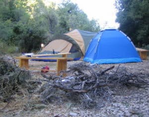 tents wood scrap outdoor bench