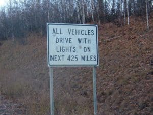 Alaska road sign