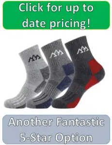 three multi-colored hiking socks