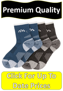 blue and black hiking socks