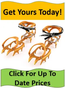gold colored mountaineering crampons
