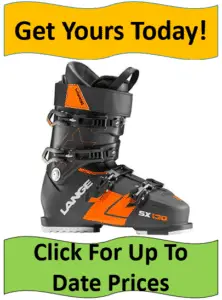 orange black Lange ski boots