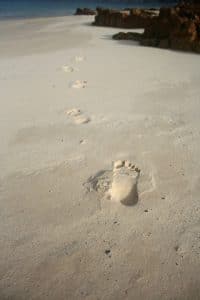 footprints on beach